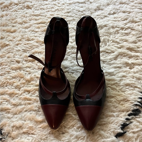 CHANEL Shoes - CHANEL Black and Burgundy Heels